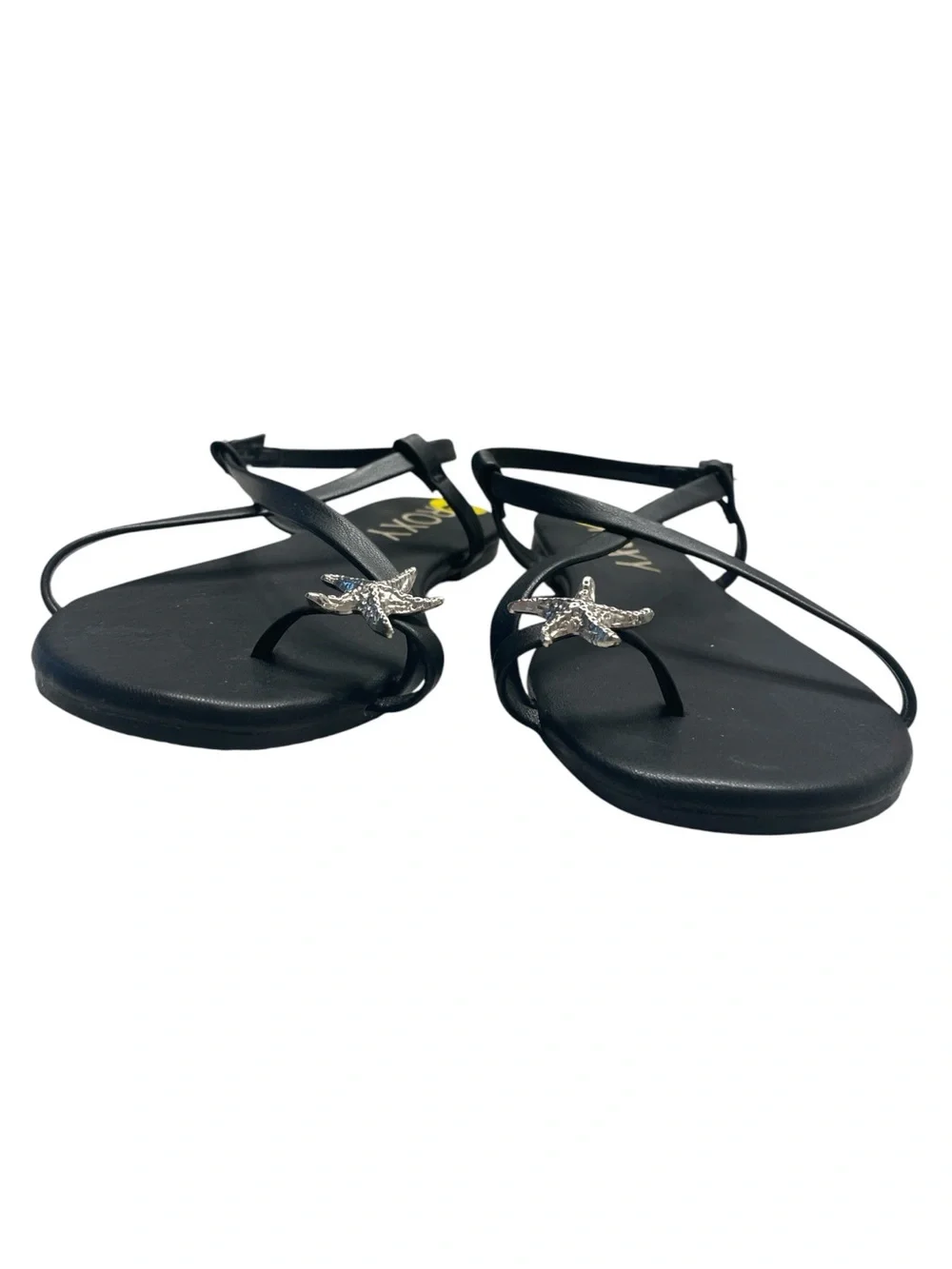 Roxy Black Flat Sandals with Starfish Size 9 NWT